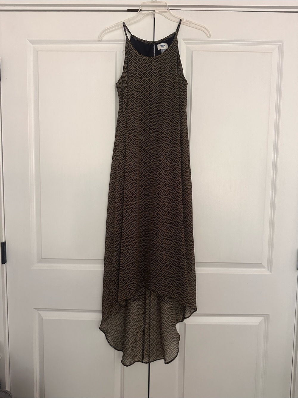Old Navy Olive Geometric High-Low Maxi Dress